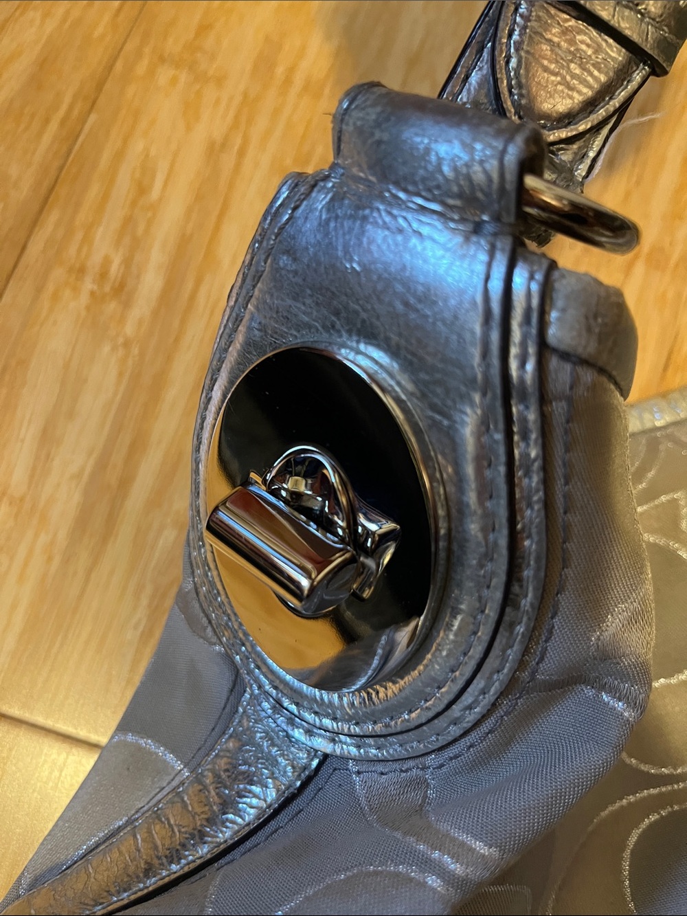 Coach Metallic Gray Shoulder Bag - Picture 3 of 8
